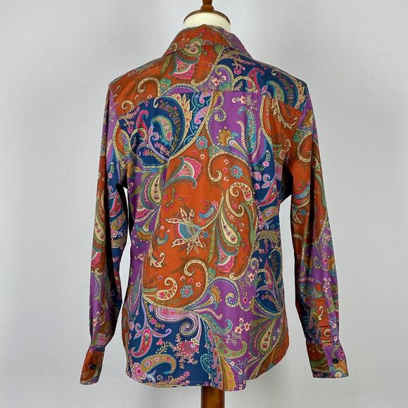 Coldwater Creek Full Button Top Sz PL 14-16 Western Floral Paisley Boho Gypsy - Picture 4 of 6